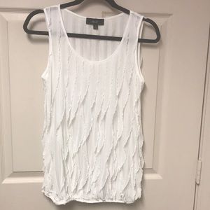 White sleeveless top